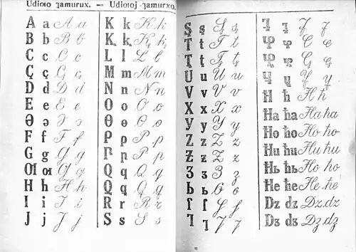 Alphabet oudi latin de 1934.