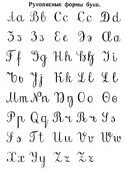 Alphabet nordique unifié de 1932 en écriture cursive.
