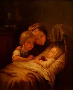 Peintre allemand inconnu - Au berceau, XVIIe&nbsp;siècle