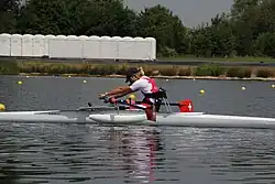 Ursula Schwaller sur le lac Dorney près d'Eton
