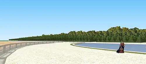 Vue panoramique (vers le sud) depuis la demi-lune de Villeneuve-le-Roi vers 1710.