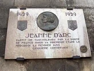 Plaque du 5e&nbsp;centenaire.