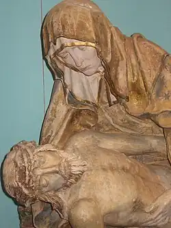 Détail de la Vierge de Pitié du maître de Chaource,