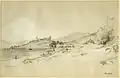 Vue de Cannes avec le Suquet dans le lointain, Augustus Wall Callcott, graphite sur papier couleur crème, autour de 1820