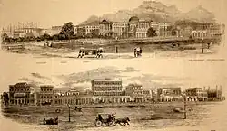 Une vue du Maïdan (nord) à partir du monument (dessin de 1859; T.J. Ryves).