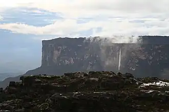 Salto Kukenan vu du tepuy Roraima.
