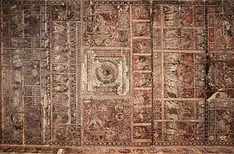 Peintures murales sur le plafond d'un mandapa, Temple de Virupaksha.