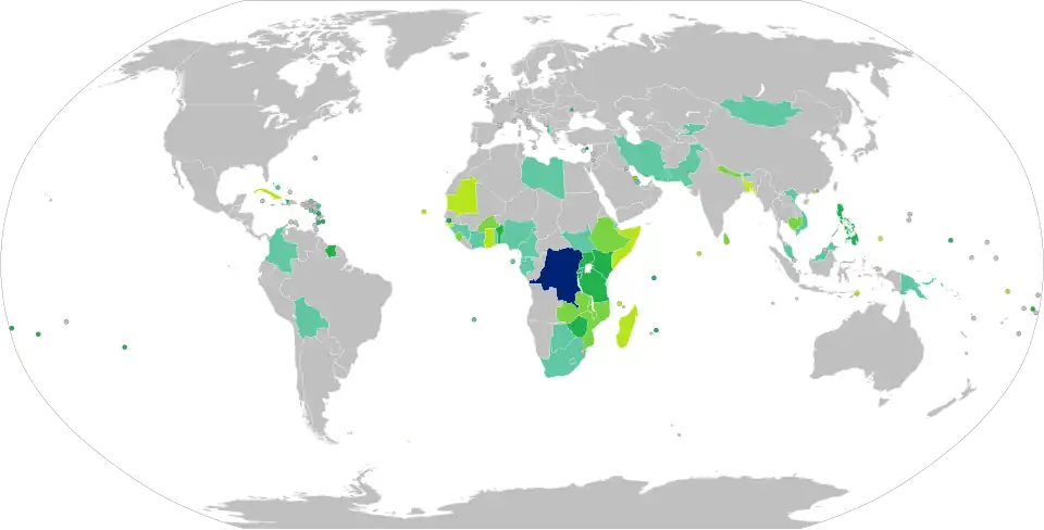 Carte des pays requérant (ou non) un visa