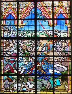 Philippe-Auguste est sauvé par des chevaliers et Guillaume des Barres repousse l'ennemi.