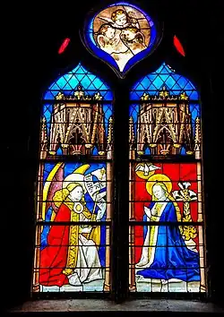 Baie 3 :L'Annonciation (1450-1460).La partie supérieure est du XIXe&nbsp;siècle