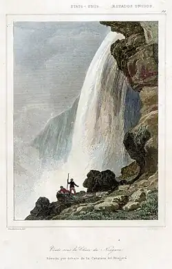 Voute sous la Chute du Niagara. Publié dans États Unis d’Amérique (L'Univers. Histoire et description de tous les peuples), par Jean-Baptiste-Gaspard Roux de Rochelle, Paris, 1837