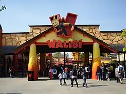 L'entrée du parc d'attraction Walibi à Wavre.