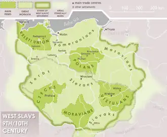 Peuples slaves occidentaux entre le IXe et le Xe&nbsp;siècle.