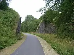 Ancien saut-de-mouton de raccord avec la Vennbahn (en bas).
