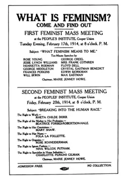 Facsimilé d'un tract américain intitulé What is Feminism