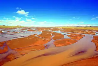 Le Yangtze vu du 1er&nbsp;pont sur la ligne ferroviaire Qing-Zang