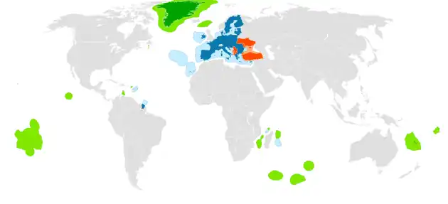 Carte de la ZEE partagée de l'UE dans le monde.