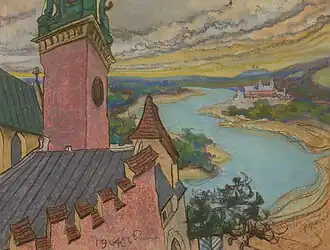 Courbes de la Vistule et le château du Wawel, 1904.