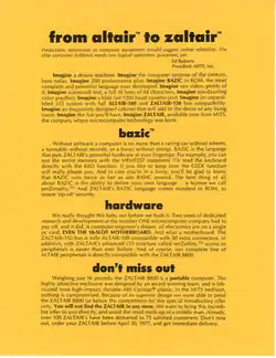 Prospectus annonçant le dévoilement du Zaltair.