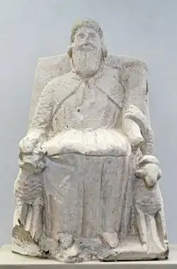 Ammon sur un trône flanqué de béliers, art chypriote hellénistique, musée du Louvre.