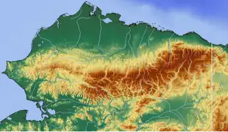Carte topographique de la chaîne Brooks dans le Nord de l'Alaska.