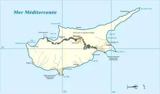 Ligne de démarcation entre les deux entités chypriotes.