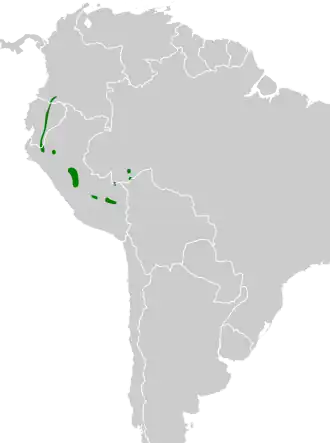 Description de l'image Pachyramphus xanthogenys map.svg.