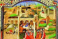 La Peste Noire à Florence, miniature du Décaméron