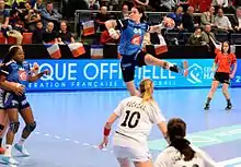 Photographie prise pendant un match de handball.