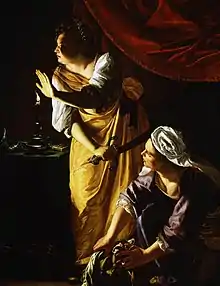 Judith et sa servante avec la tête d'Holopherne, entre environ 1623 et environ 1625, Artemisia Gentileschi (1593–1653).