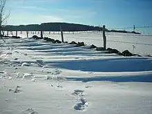 Amas de neige formant des vagues.