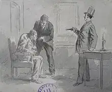 Dessin représentant des personnes en tenues de gentilhommes.