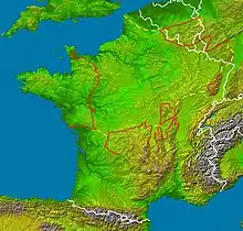 Carte satellitaire de la France.