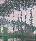 "Poplars on the Banks of the River Epte, Overcast Weather" (1891) by Claude Monet - Sotheby's sale (W1299)