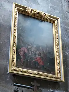 Photo du tableau « Les pêcheurs » surmontant le confessionnal