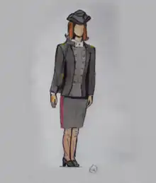 Dessin du Grand Uniforme féminin en 1972.