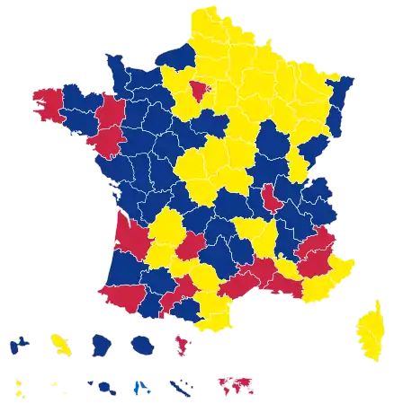 Candidats arrivés en 2e position dans chaque département au 1er&nbsp;tour.