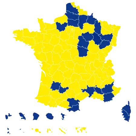Candidats arrivés en tête dans chaque département au 2d&nbsp;tour.