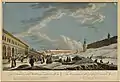 Vue des montagnes de glace pendant le carnaval à Moscou, estampe coloriée no&nbsp;10 gravée par Oberkogler (1799)