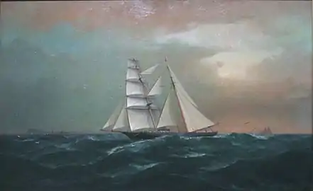 Le brigantin William G. Irwin au large de l'île d'Oahu (1876).