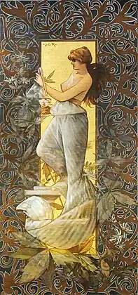 Figure féminine avec un verre (1887), Tempera sur toile - MNAC