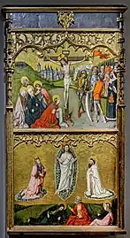 Joan Reixach, La Crucifixion et la Transfiguration du Christ.