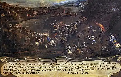 Francesco Morosini se bat contre les Turcs à Candie, 1659, Musée Correr.