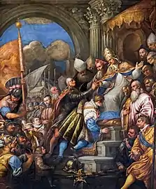 Il doge presenta Ottone al Papa e riceve l'anello con cui ogni anno si celebrerà poi lo sposalizio del mare  Palais des Doges