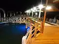 Vue nocturne de l'embarcadère de Puerto Ayora.