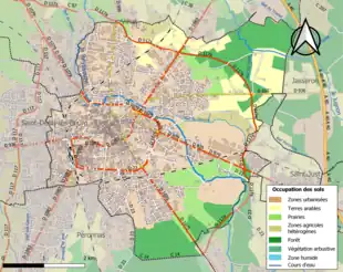 Carte en couleurs présentant l'occupation des sols.