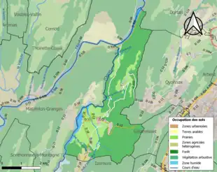 Carte en couleurs présentant l'occupation des sols.