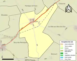 Carte en couleurs présentant l'occupation des sols.