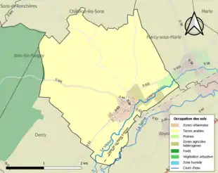 Carte en couleurs présentant l'occupation des sols.
