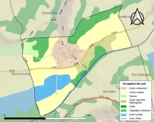 Carte en couleurs présentant l'occupation des sols.